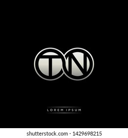 TN T N initial letter linked circle capital monogram logo modern template silver color edition