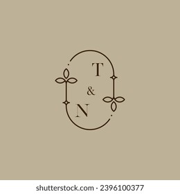 Logotipo inicial de boda TN en un diseño profesional de alta calidad que se imprimirá en cualquier medio impreso