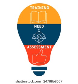 TNA - Training Need Assessment acronym. business concept background. vector illustration concept with keywords and icons. lettering illustration with icons for web banner, flyer, landing