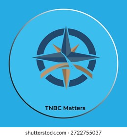 TNBC Matters Design de logotipo de bússola no fundo azul para consciência triplo-negativa do câncer de mama