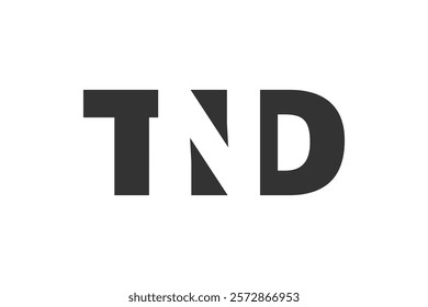 TND logo design. Initial letter T N D bold font style for tech startups, consulting, corporate branding. Creative company name, headlines typography identity, trendy logotype. Vector illustration.