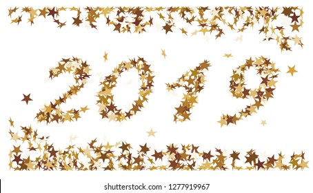 Tne number 2019 made of golden stars
