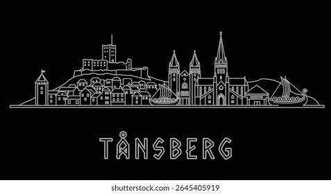 Tnsberg with Norway City Skyline Outline.