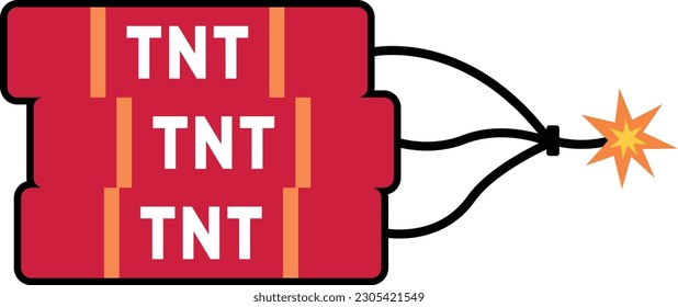Icono del vector plano de la bomba TNT. Tapa de trinitrotouleno rojo con icono de fusible sencillo.