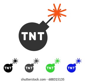 Tnt Bomb flat vector pictogram. Colored TNT bomb gray, black, blue, green pictogram versions. Flat icon style for application design.