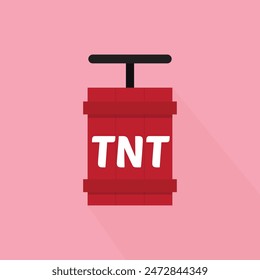 Ilustración vectorial aislada de la caja del detonador de tnt. Icono de dinamita.