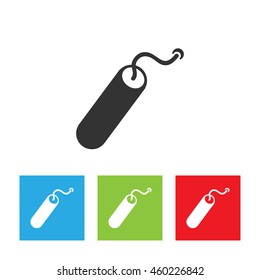 TNT dynamite bomb icon. Simple logo of dynamite isolated on white background. Flat vector illustration.