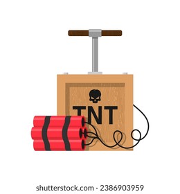No dinamita. Bomba de caricatura con mecha quemante y detonador explosivo, carga explosiva de minería de palos rojos, destrucción de la ilustración del cable de combustión de fusiles