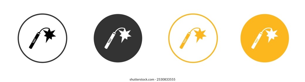 Icono de dinamita de TNT signo de contorno de Vector en blanco y negro