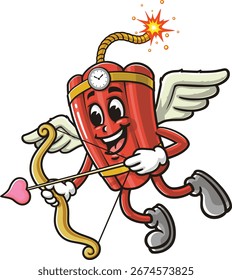 Caricatura de mascote da TNT Dynamite está sendo cupido