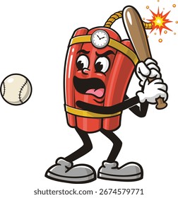 TNT Dynamite Maskottchen Cartoon Baseball spielen