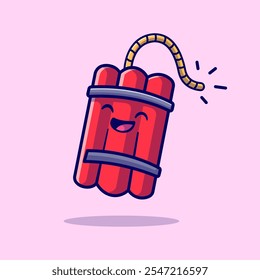 Tnt Floating Cartoon Vector Icon Illustration. Object Holiday 
Icon Concept Isolated Premium Vector. Flat Cartoon Style 