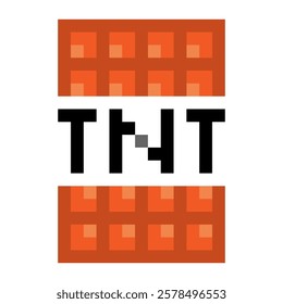 TNT pixel art style icon. Bomb and explosive sign. Vector illustration isolated on white background.