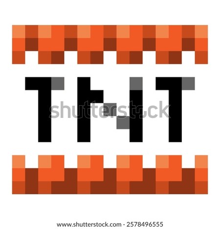 TNT pixel art style icon. Bomb and explosive sign. Vector illustration isolated on white background.