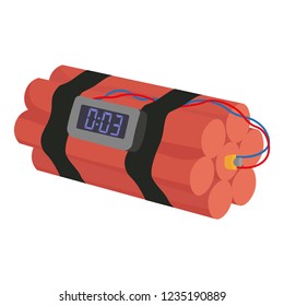 TNT time bomb with digital display / flat editable vector illustration.