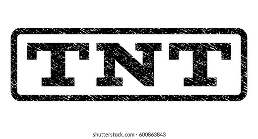 Tnt watermark stamp. Text tag inside rounded rectangle frame with grunge design style. Rubber seal stamp with dust texture. Vector black ink imprint on a white background.