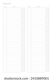 Una plantilla de diseño "to do list" de estilo moderno, sencillo y minimalista. Ilustración de plantilla de documento de planificador, de notas, de programadores, de diarios, de calendarios y de planificadores.