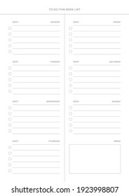 'To Do List' document template illustration for planner, diary, and notebook.