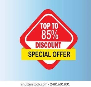Hasta65%, 58%, 95%, 40%, 80%, 90%, 70%, 60%, 50% de descuento insignia de oferta especial en color rojo y amarillo aislado sobre fondo blanco