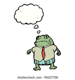 caricatura del jefe del sapo con burbuja de pensamiento