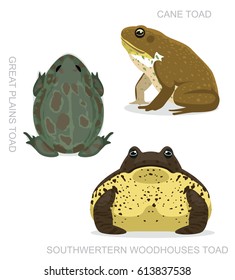 Toad Cane Set Cartoon Vector Illustration