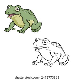 toad cartoon vector illustrations on white background. simple design outline style. easy to edit.  green frog.