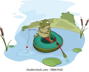 Toad the fisher. Cartoon