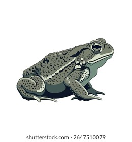 Sapo sapo em pose agachada - vetor de visão lateral corpo inteiro no fundo branco, ilustração de vetor 2D