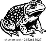 Toad Frog Illustration Vector – Amphibian Line Art or Silhouette for Cricut, Stickers, Tattoos, and Fantasy Designs