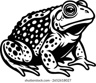 Toad Frog Illustration Vector – Amphibian Line Art or Silhouette for Cricut, Stickers, Tattoos, and Fantasy Designs