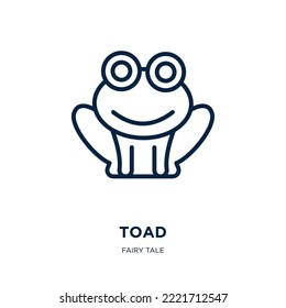 toad icon from fairy tale collection. Thin linear toad, frog, animal outline icon isolated on white background. Line vector toad sign, symbol for web and mobile