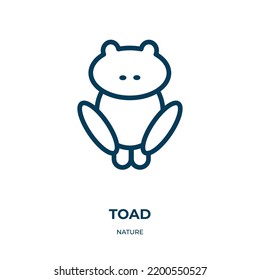 Toad icon. Linear vector illustration from nature collection. Outline toad icon vector. Thin line symbol for use on web and mobile apps, logo, print media.