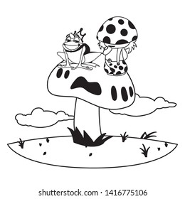 toad prince and fungu elf in garden
