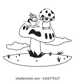 toad prince and fungu elf in garden