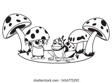 toad prince and fungu elf in garden