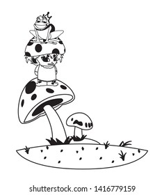 toad prince and fungu elf in garden