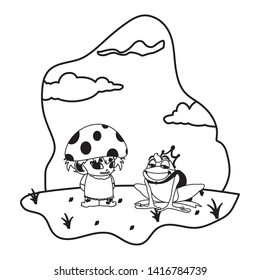 toad prince and fungu elf in garden