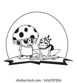toad prince and fungu elf in garden