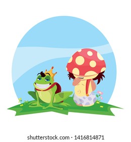 toad prince and fungu elf in garden