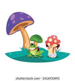 toad prince and fungu elf in garden