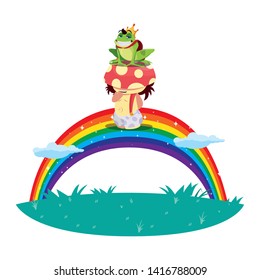 toad prince and fungu elf with rainbow