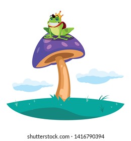 toad prince in garden fairytale character