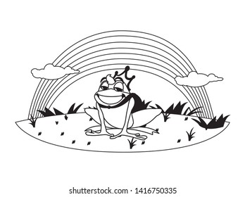 toad prince with rainbow fairytale character