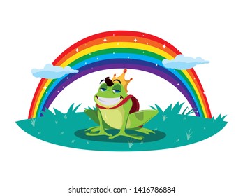 toad prince with rainbow fairytale character