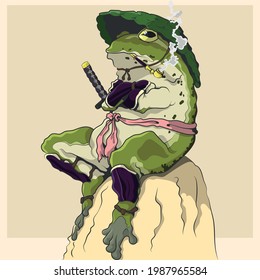 Toad Samurai. Fully editable vector