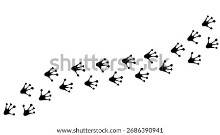 Toad trail, toad tracks footprints, path isolated, paw print, animal tracks