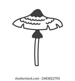 Toadstool Doodle Line Icon. Inedible Mushroom outline vector illustration. 