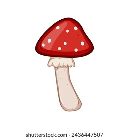 toadstool fly agaric cartoon. moss fungus, watercolor amanita, fungi mushroom toadstool fly agaric sign. isolated symbol vector illustration