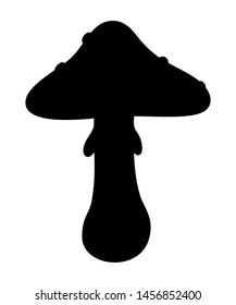 Toadstool fungus icon black silhouette. Vector mushroom illustration isolated on white background.