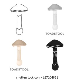 Toadstool icon in cartoon style isolated on white background. Mushroom symbol stock vector illustration.